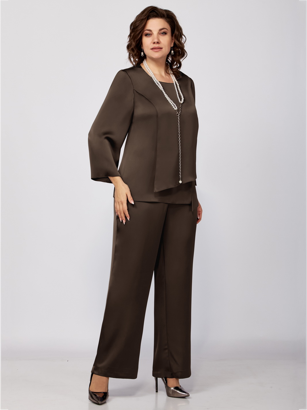 1342-1 г.шоколад рр 52-56 (2) Костюмы-Мишель стиль-1342