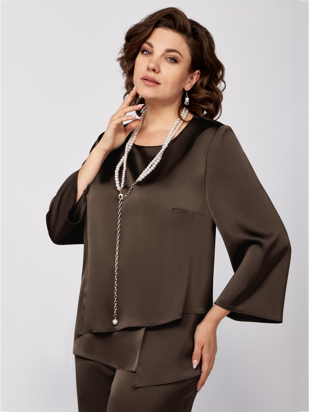 1342-1 г.шоколад рр 52-56 (7) Костюмы-Мишель стиль-1342