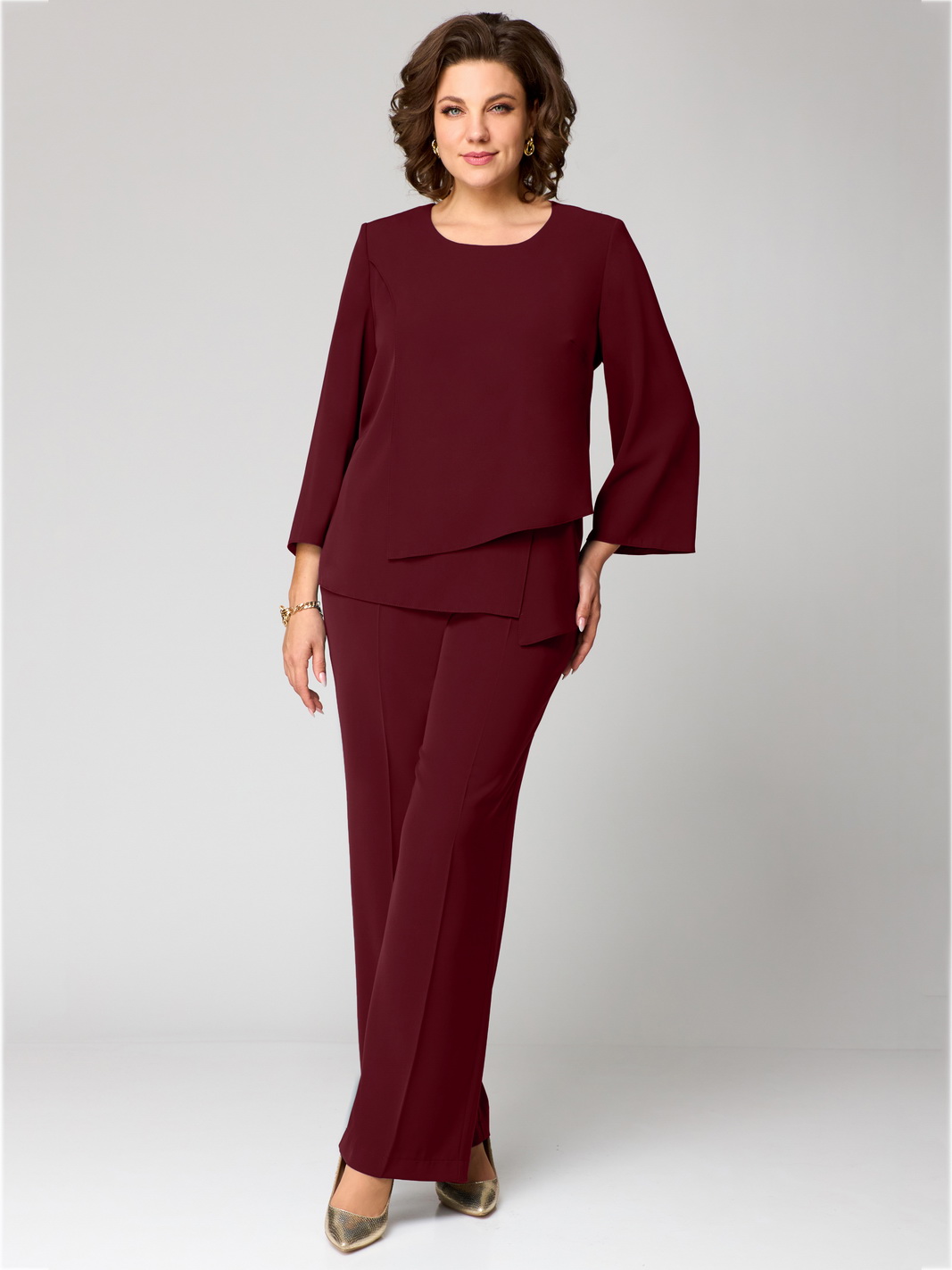 1342 винный рр 52-56 (2) Костюмы-Мишель стиль-1342