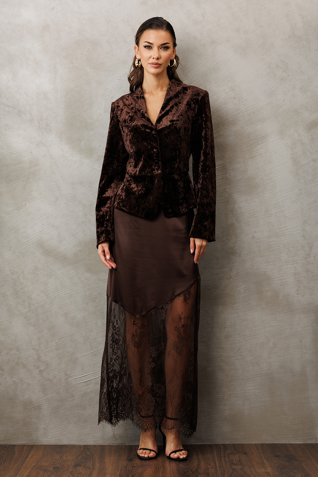 3188 жакет (коричневый), 3206 юбка (коричневый) (1) Жакеты-BUTER-3188- 3206 юбка