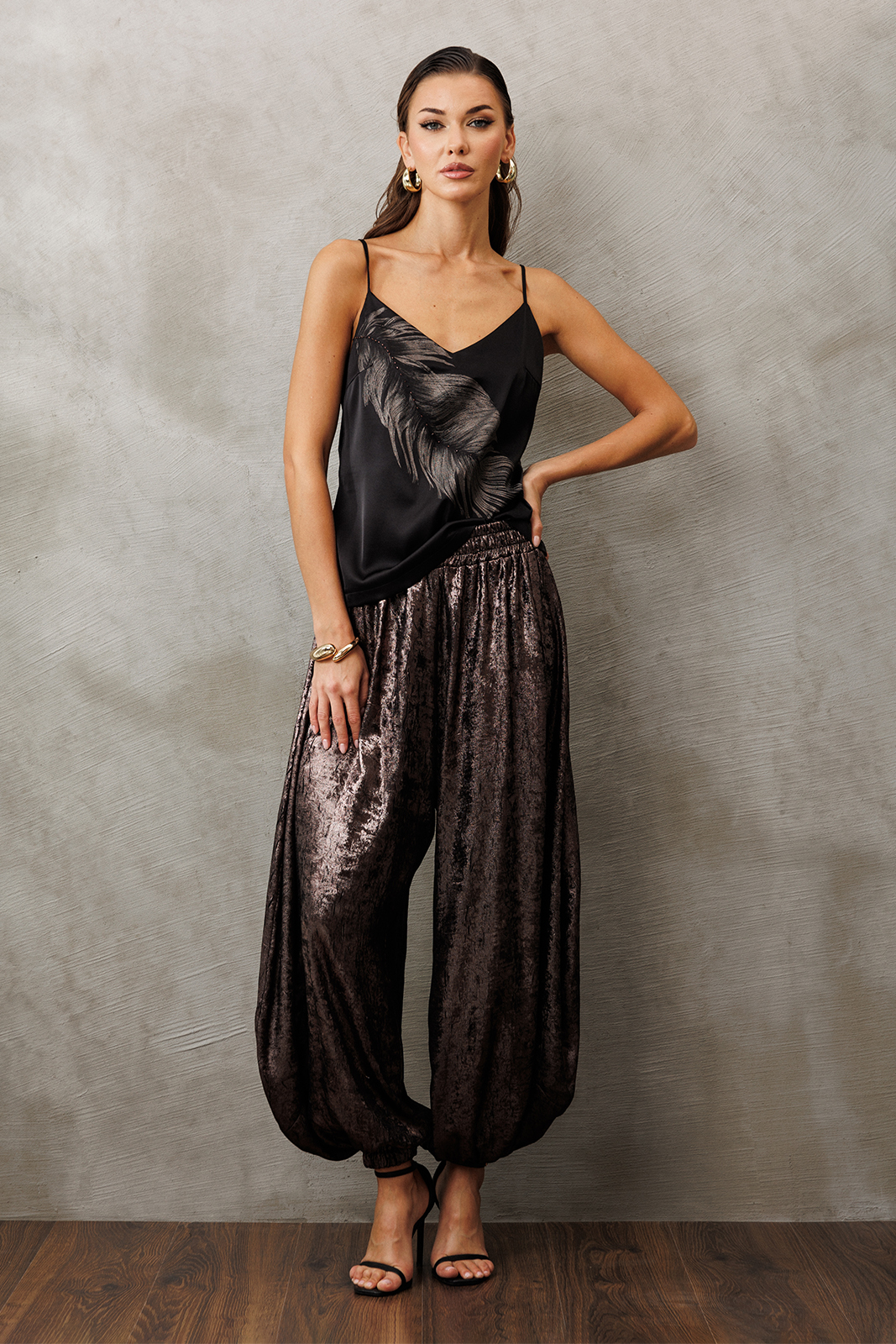 3224 топ (бронза), 3229 брюки (бронза) (1) Топ-BUTER-3224-3229 брюки