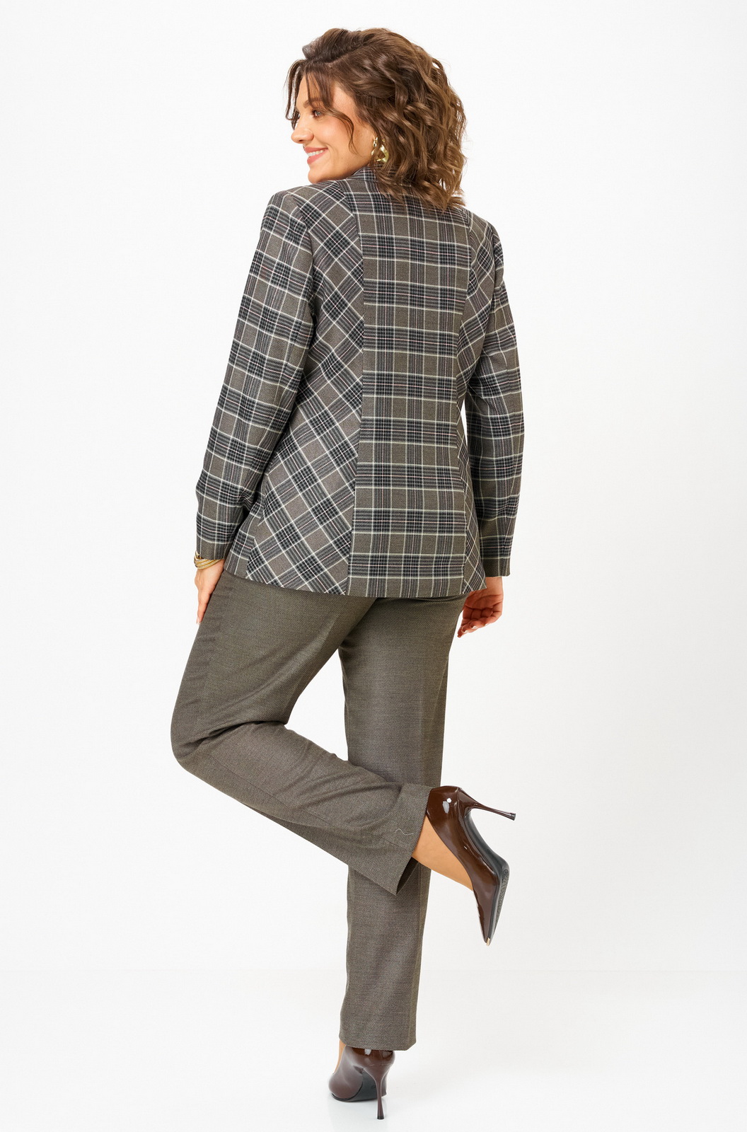 412 596 клетка коричневый (9) Костюмы-БелЭльСтиль-412-596