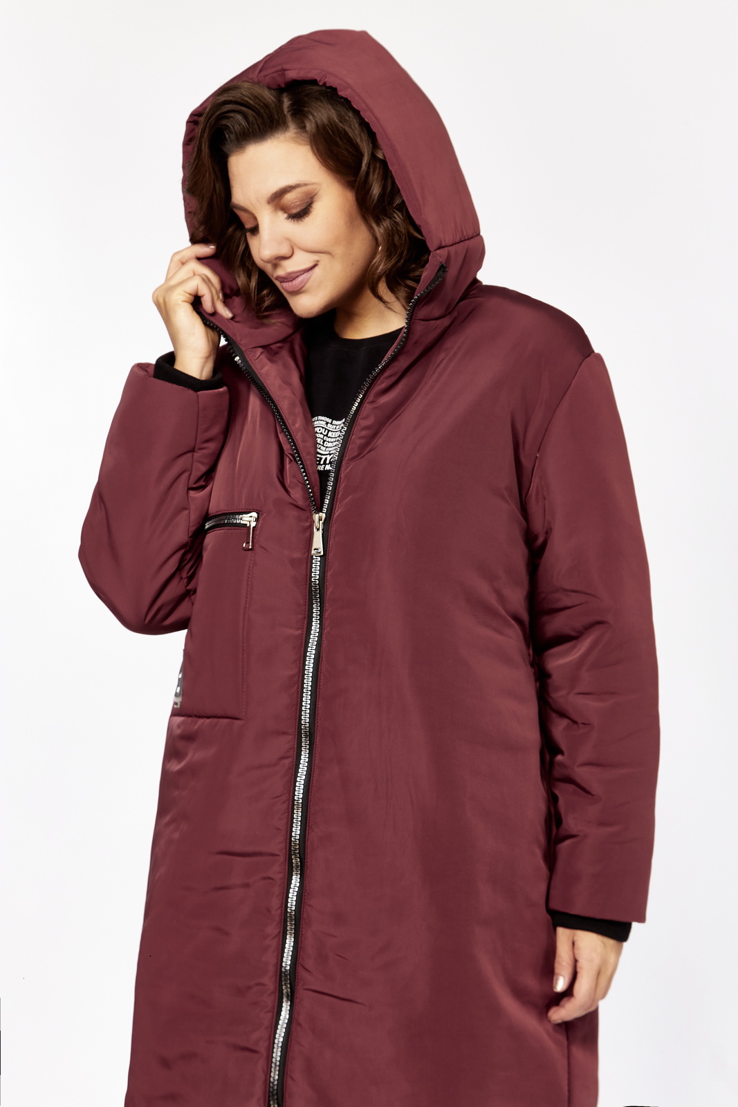 М 5018 бордовый матовый р.50-60..... Пальто-LADY SECRET-5018