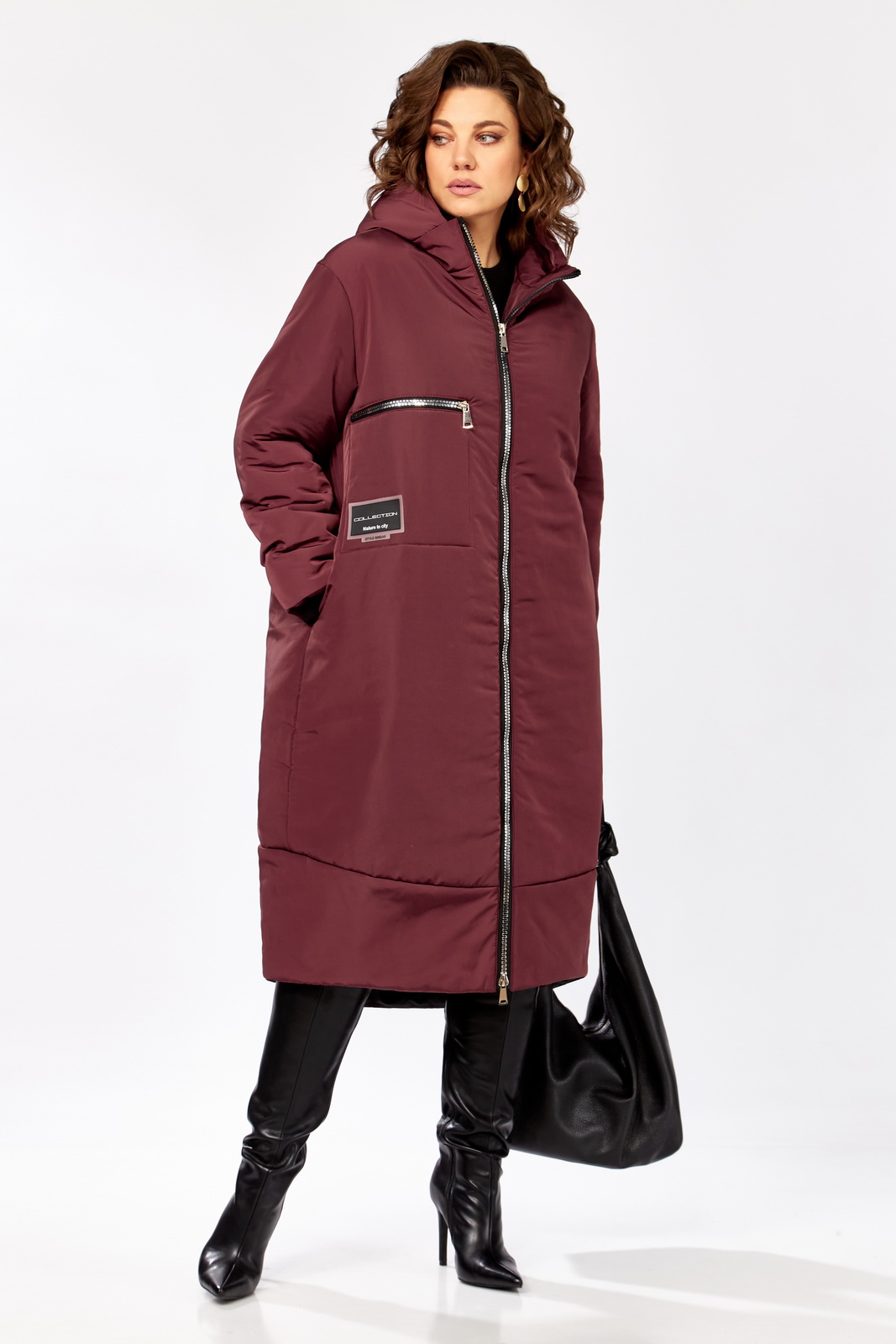 М 5018 бордовый матовый р.50-60.. Пальто-LADY SECRET-5018