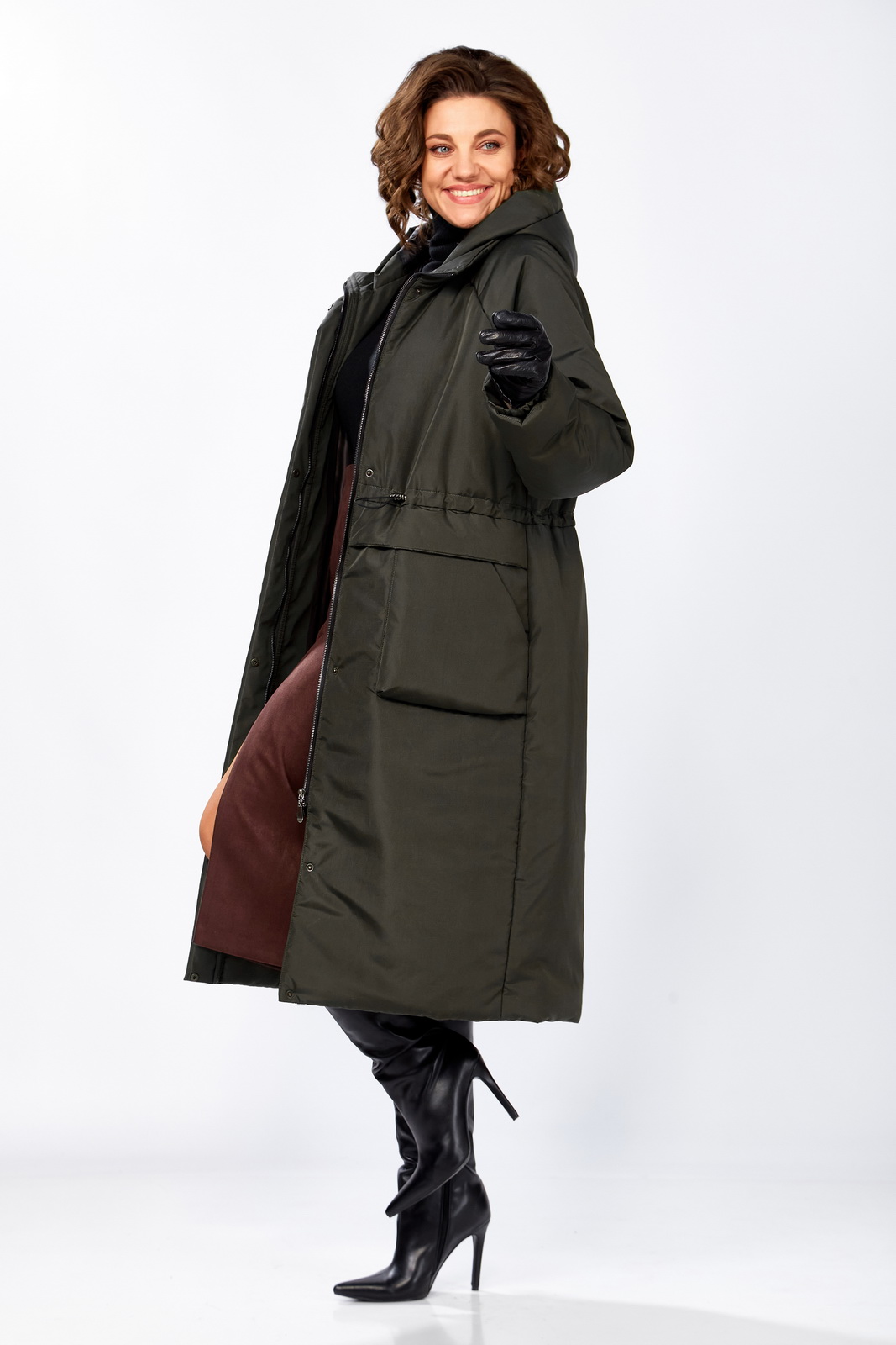 М 8295 Хаки р.48-54.......... Пальто-LADY SECRET-8295