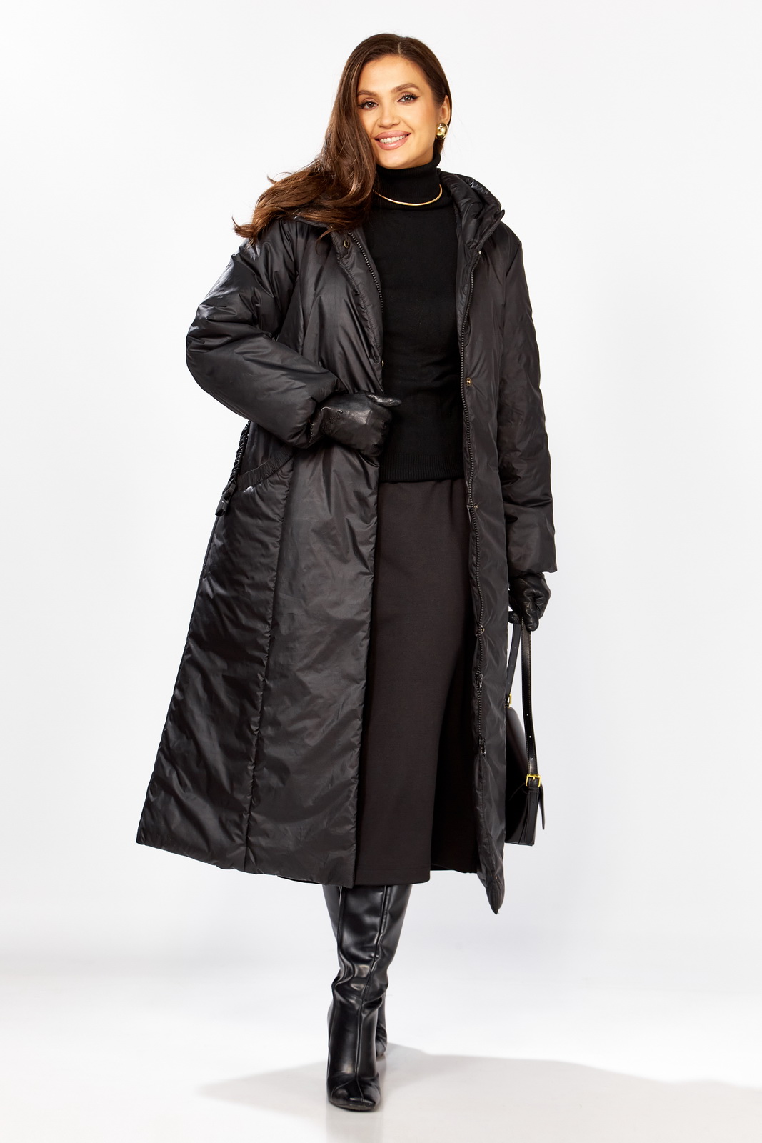 М 8297 черный р.46-56........... Пальто-LADY SECRET-8297